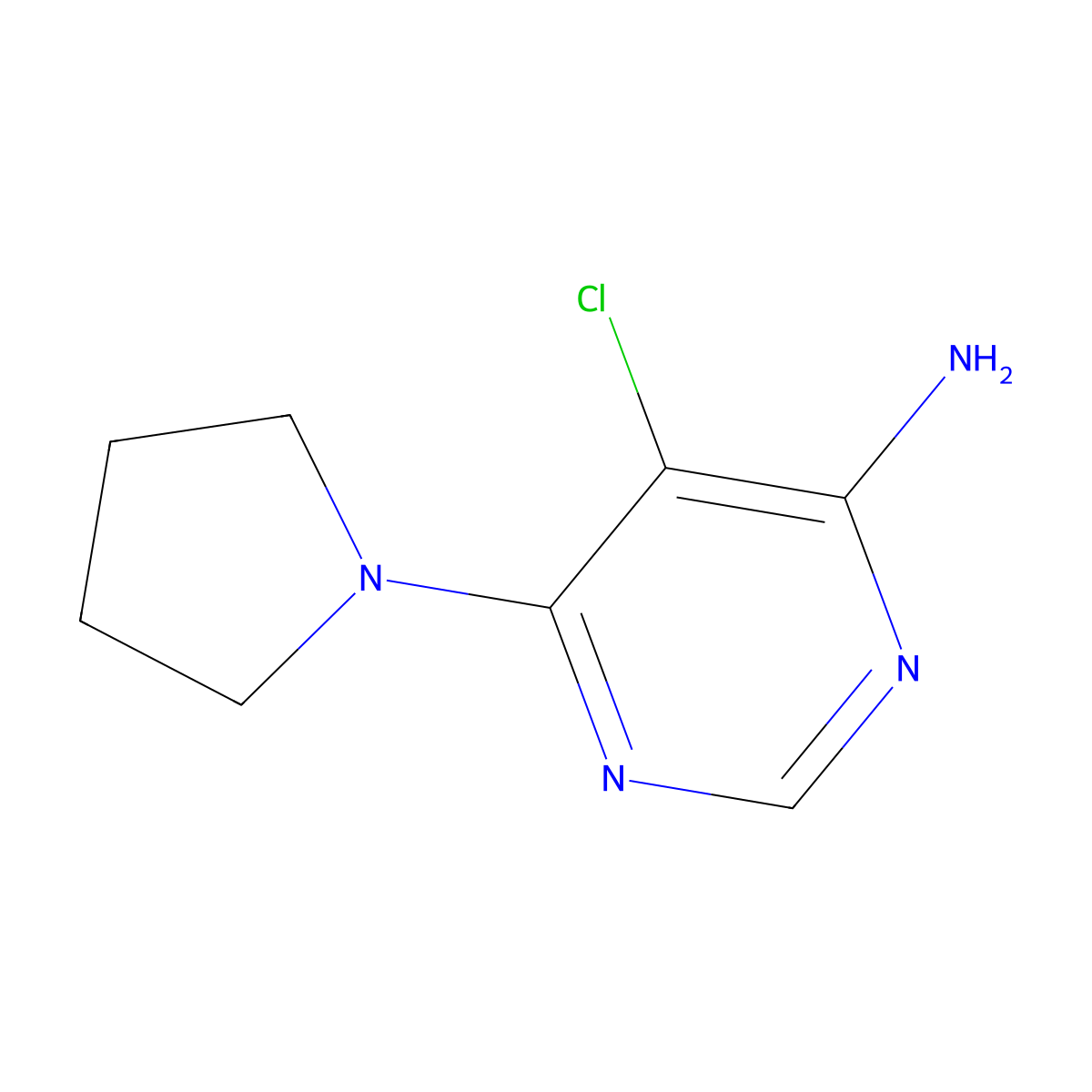 5-Chloro-6-(pyrrolidin-1-yl)pyrimidin-4-amine molecular structure, CAS 1694836-50-4