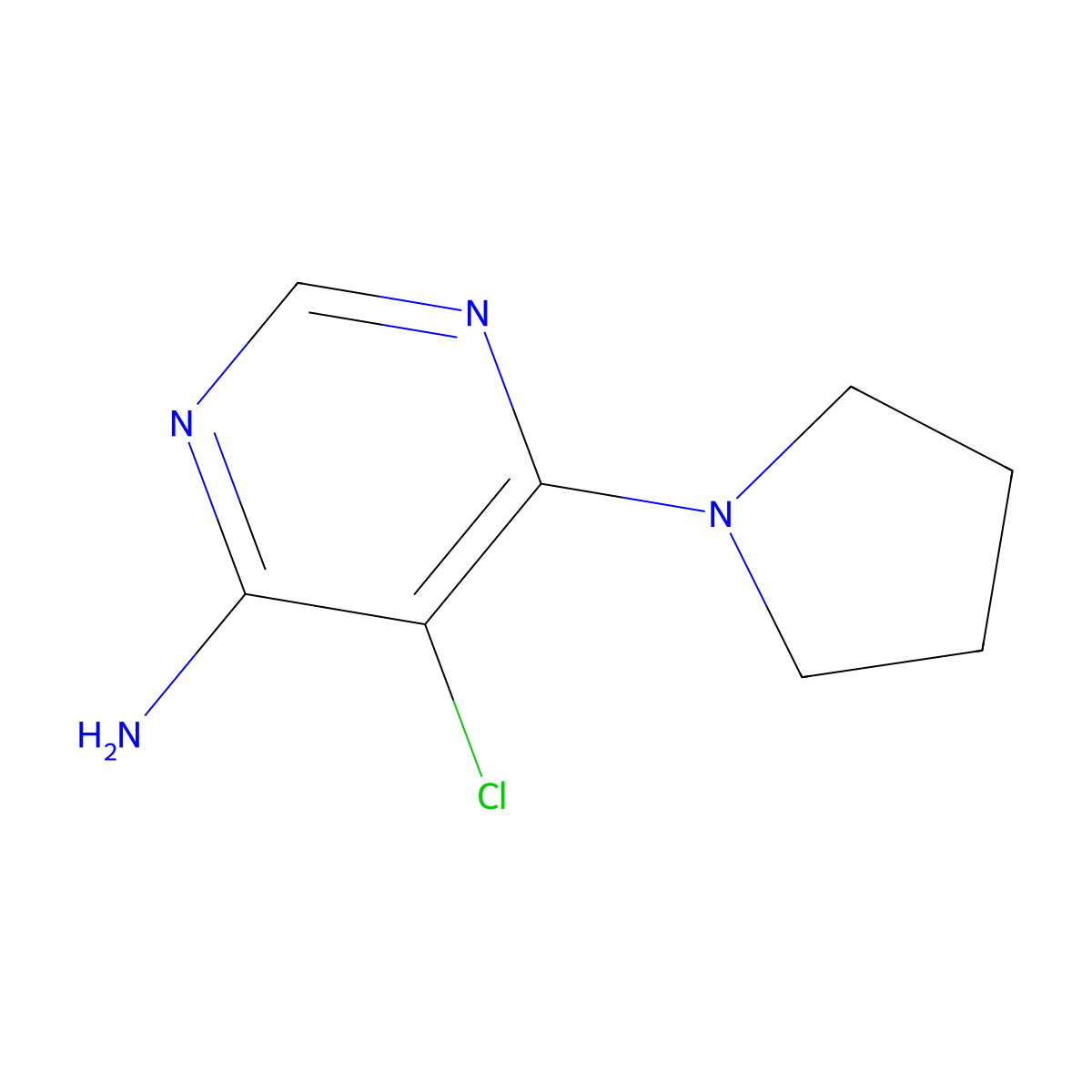 5-Chloro-6-(pyrrolidin-1-yl)pyrimidin-4-amine molecular structure, CAS 1694836-50-4