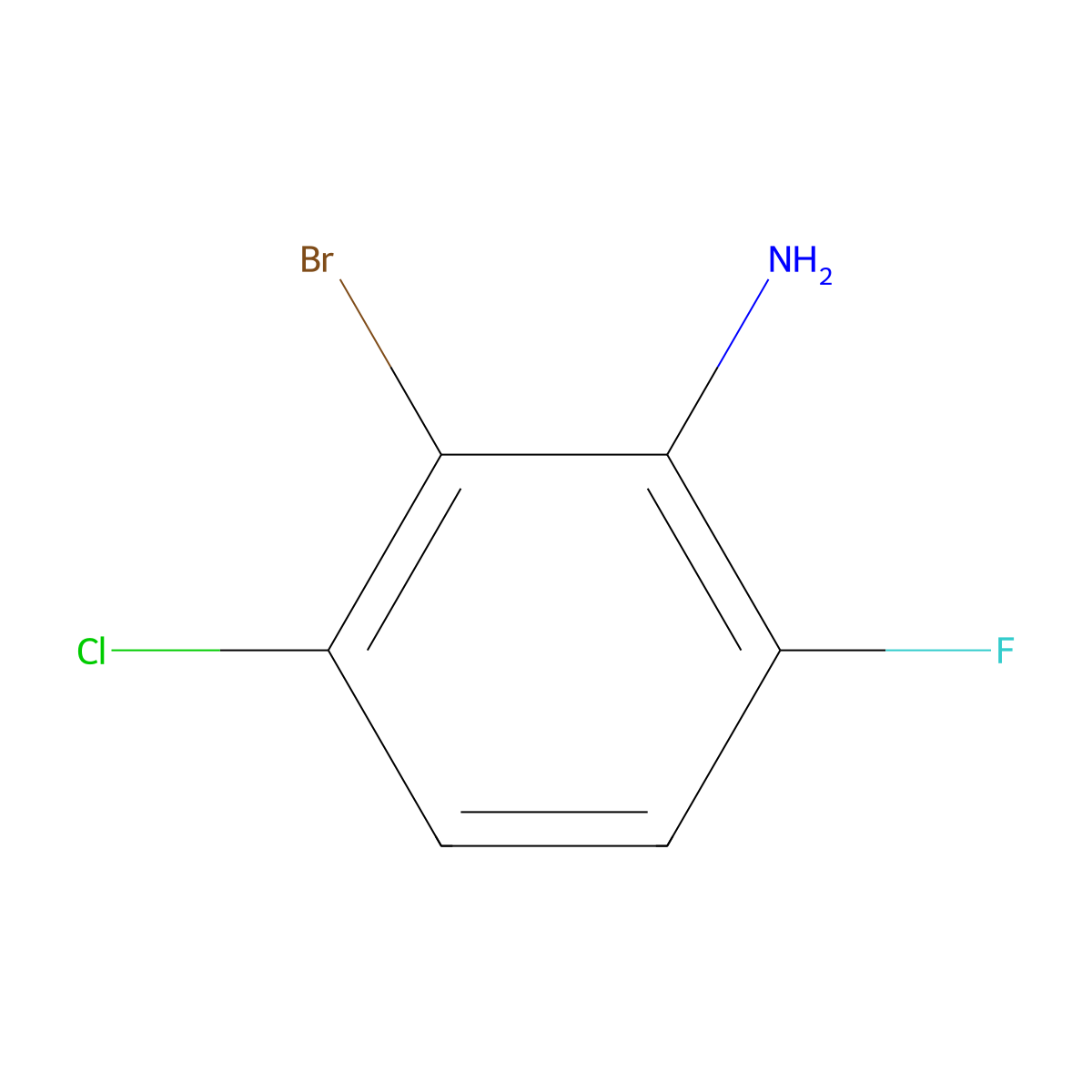 2-Bromo-3-chloro-6-fluoroaniline molecular structure, CAS 1694842-86-8
