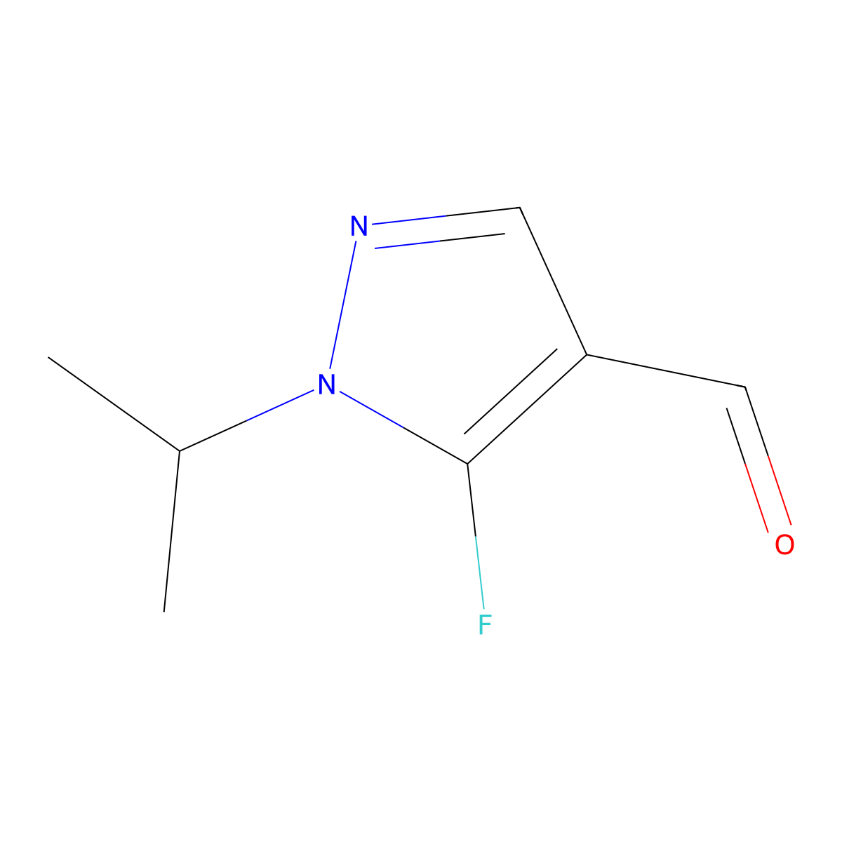 5-fluoro-1-(propan-2-yl)-1H-pyrazole-4-carbaldehyde molecular structure, CAS 1694879-46-3