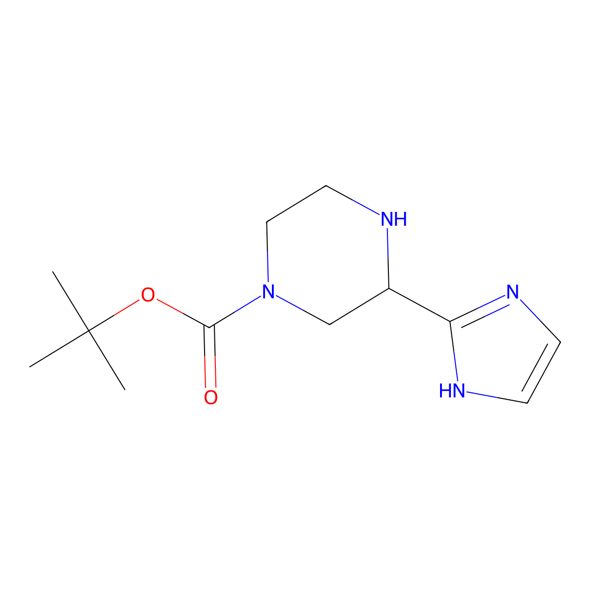 tert-butyl 3-(1H-imidazol-2-yl)piperazine-1-carboxylate molecular structure, CAS 1694882-22-8