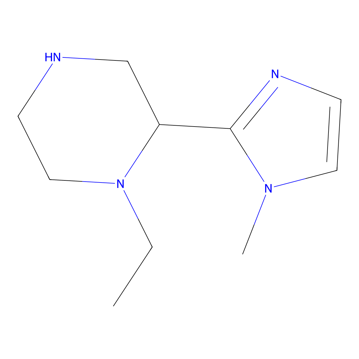 1-ethyl-2-(1-methyl-1H-imidazol-2-yl)piperazine molecular structure, CAS 1694894-26-2