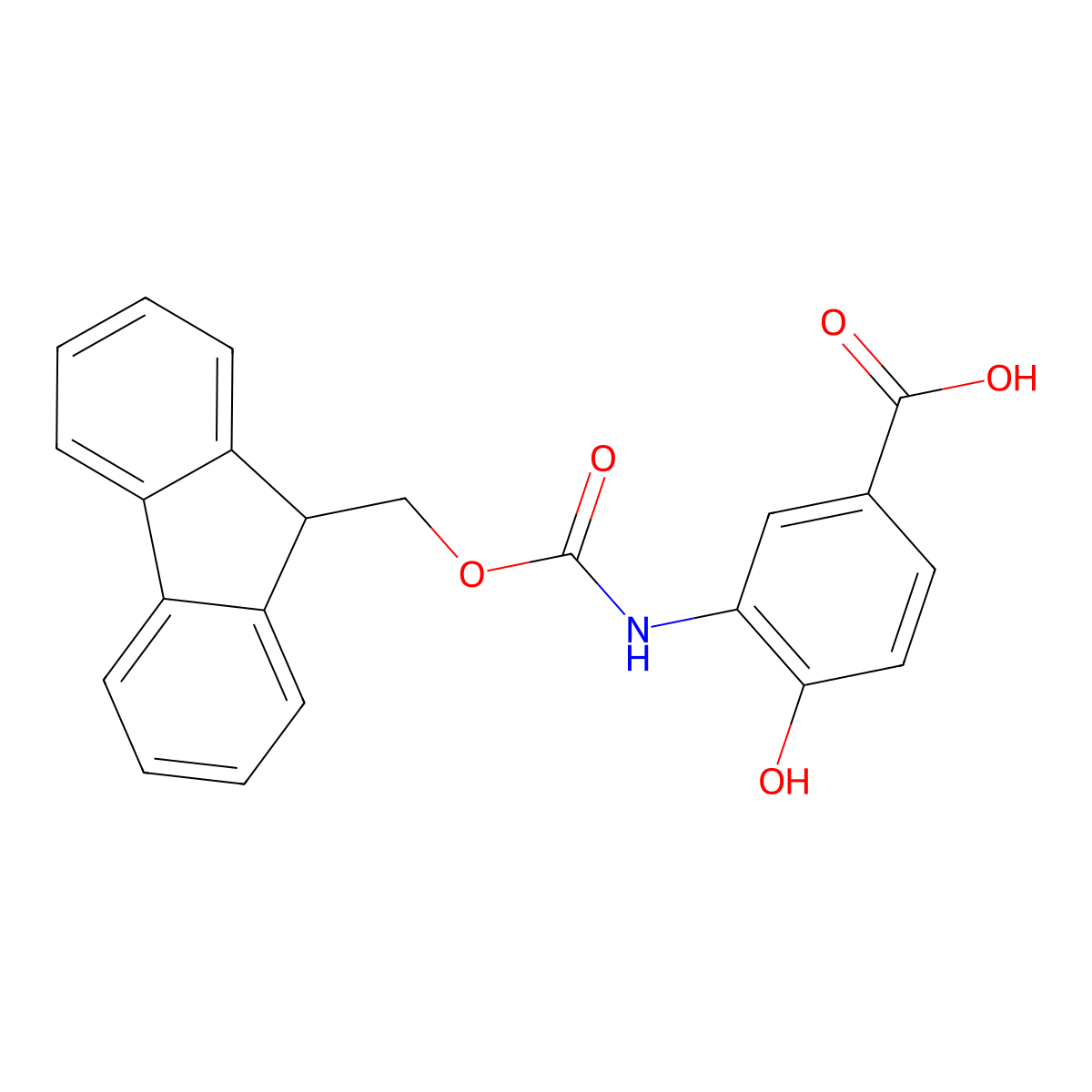 3-(9H-Fluoren-9-ylmethoxycarbonylamino)-4-hydroxy-benzoic acid molecular structure, CAS 1694923-46-0