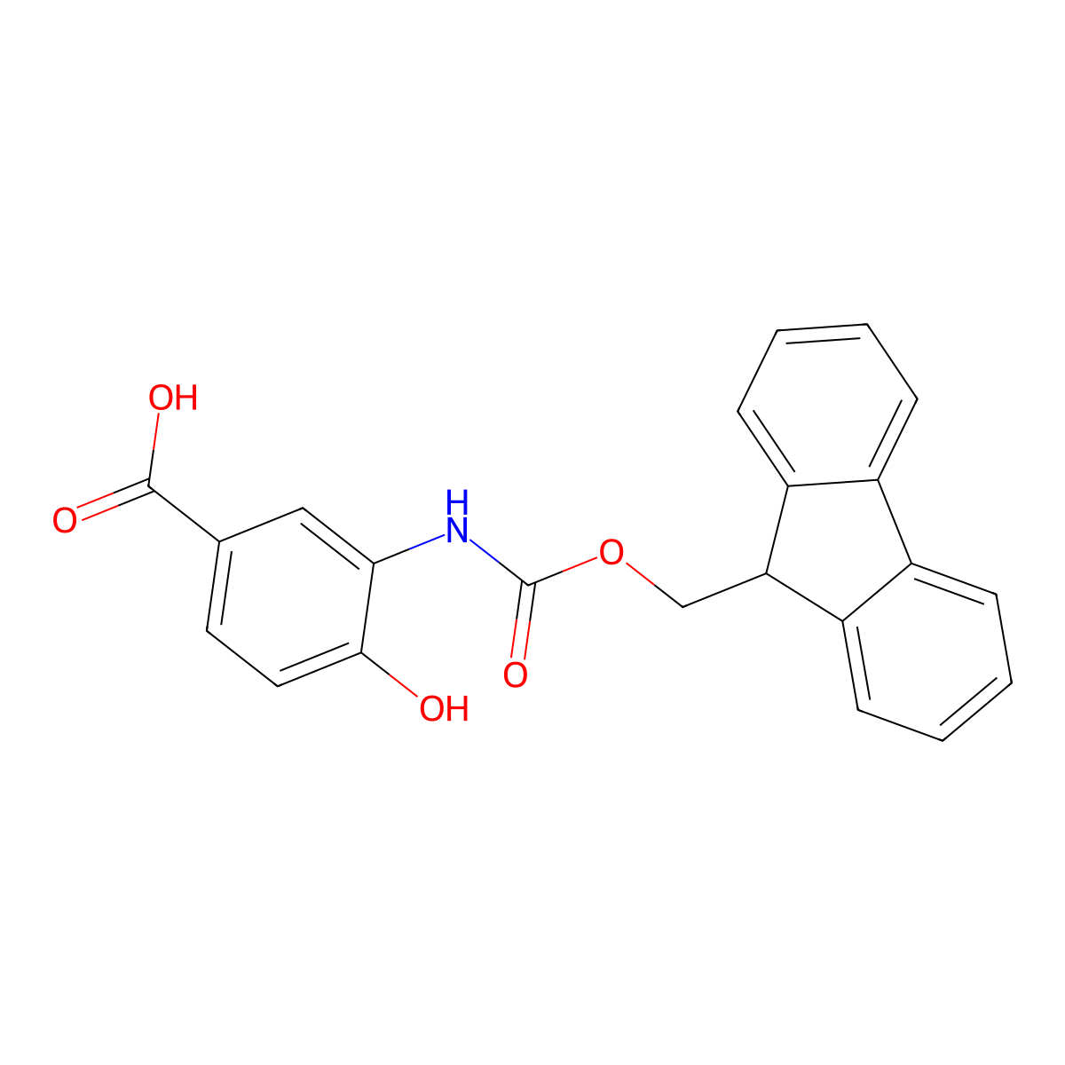 3-(9H-Fluoren-9-ylmethoxycarbonylamino)-4-hydroxy-benzoic acid molecular structure, CAS 1694923-46-0