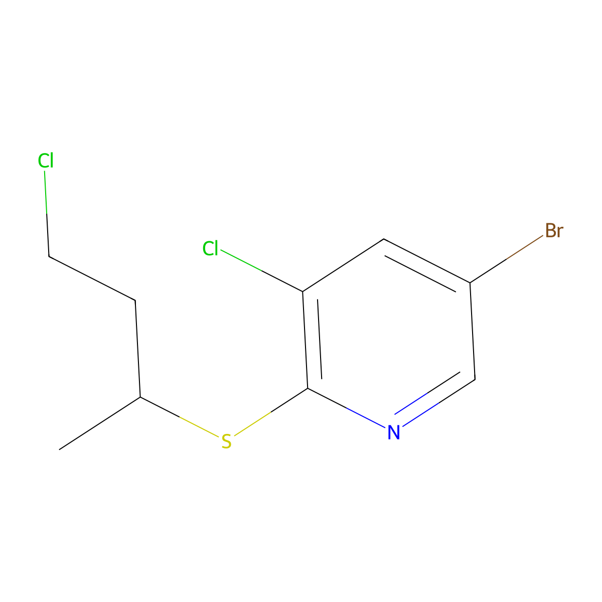 5-Bromo-3-chloro-2-[(4-chlorobutan-2-yl)sulfanyl]pyridine molecular structure, CAS 1694943-91-3