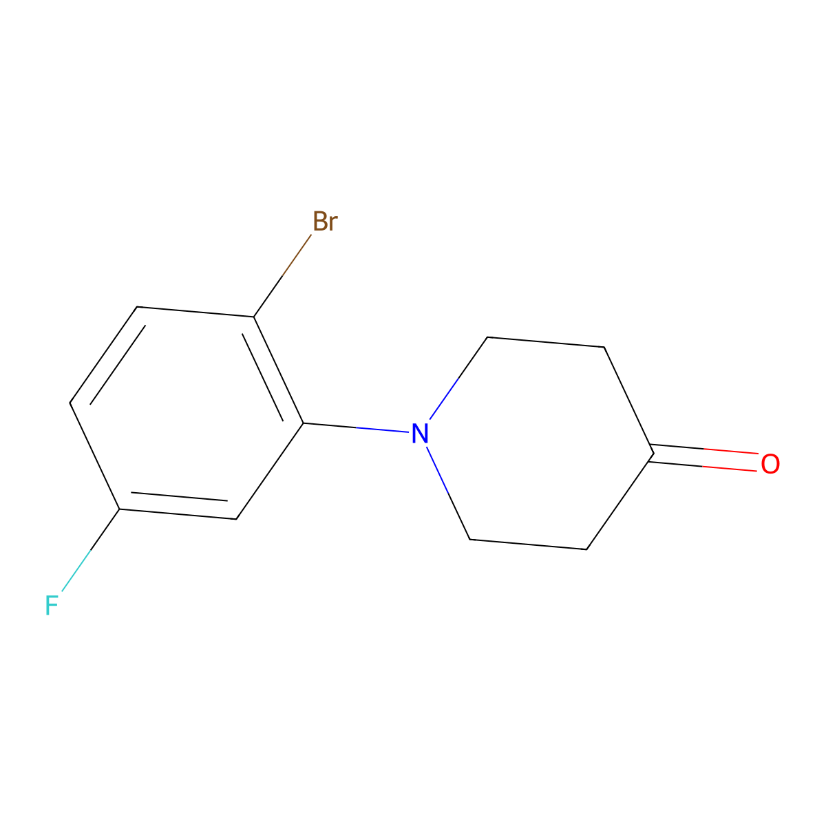 1-(2-Bromo-5-fluorophenyl)piperidin-4-one molecular structure, CAS 1694976-62-9