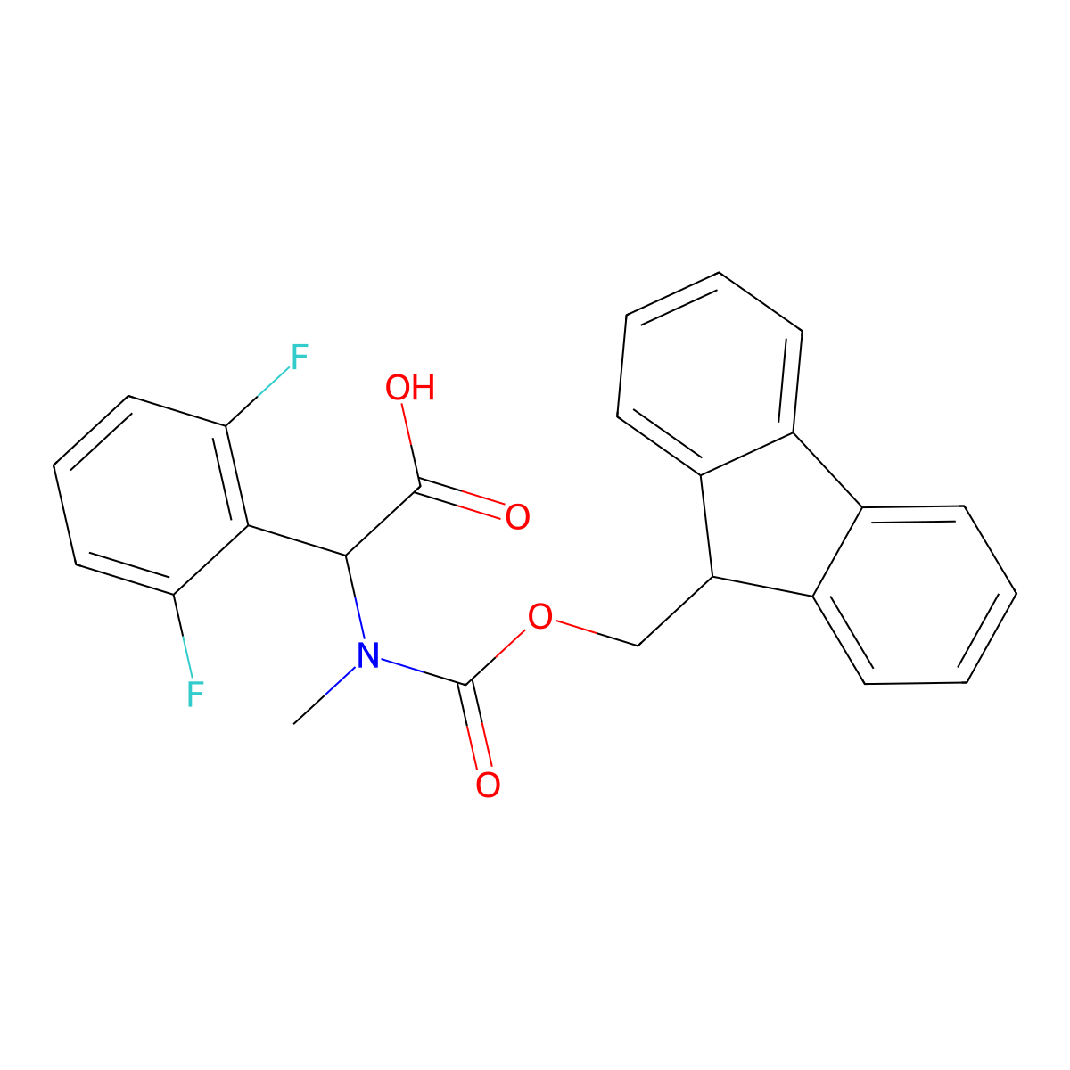 2-(2,6-difluorophenyl)-2-({[(9H-fluoren-9-yl)methoxy]carbonyl}(methyl)amino)acetic acid molecular structure, CAS 1694993-50-4