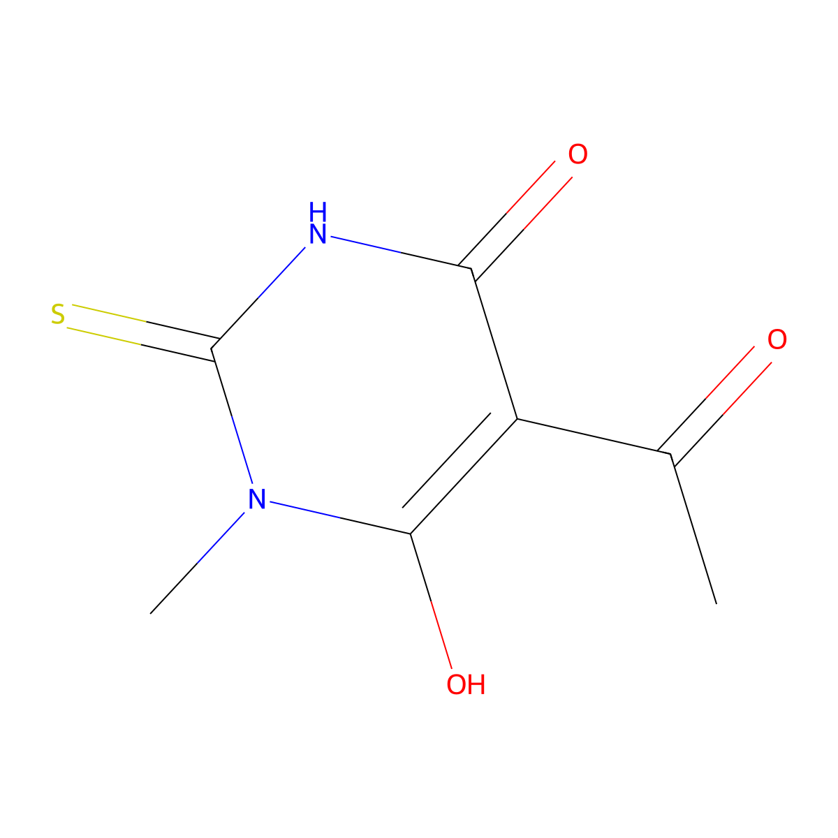 5-Acetyl-6-hydroxy-1-methyl-2-sulfanylidenepyrimidin-4-one molecular structure, CAS 1695-59-6
