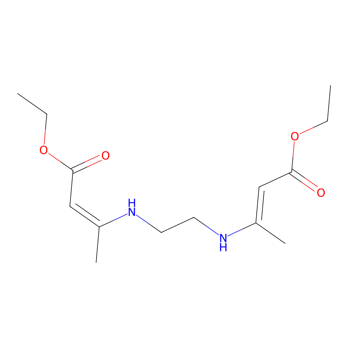 Diethyl 3,3'-(ethane-1,2-diyldiazanediyl)di(but-2-enoate) molecular structure, CAS 1695-79-0