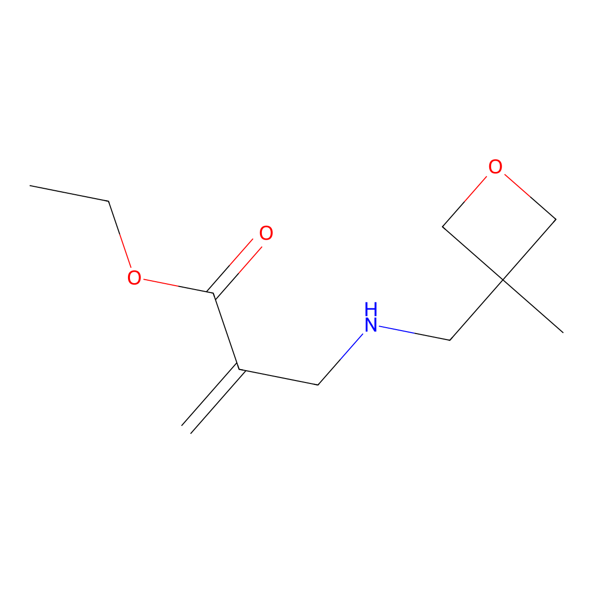 Ethyl 2-({[(3-methyloxetan-3-yl)methyl]amino}methyl)prop-2-enoate molecular structure, CAS 1695006-72-4
