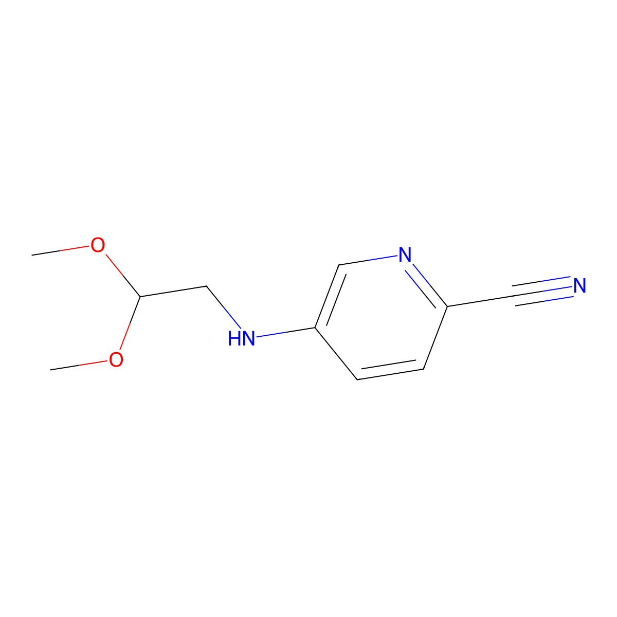 5-[(2,2-Dimethoxyethyl)amino]pyridine-2-carbonitrile molecular structure, CAS 1695010-07-1
