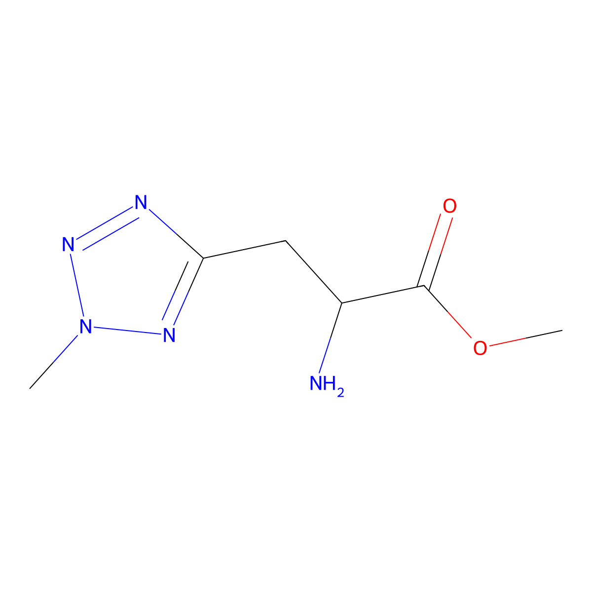 methyl 2-amino-3-(2-methyl-2H-1,2,3,4-tetrazol-5-yl)propanoate molecular structure, CAS 1695025-97-8