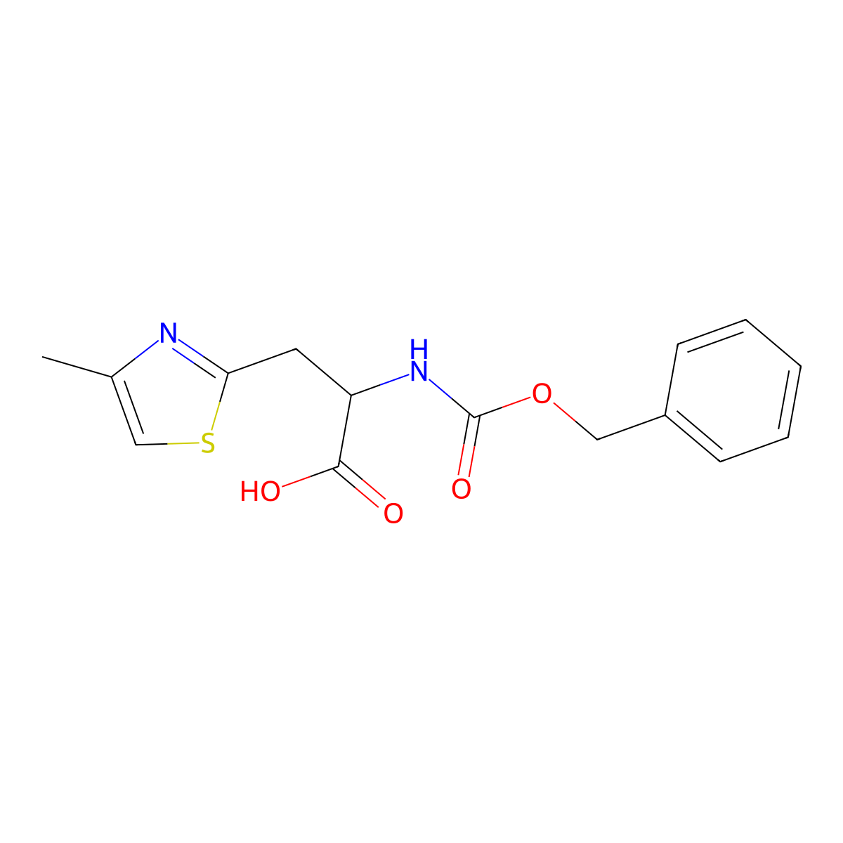 2-{[(Benzyloxy)carbonyl]amino}-3-(4-methyl-1,3-thiazol-2-yl)propanoic acid molecular structure, CAS 1695040-67-5