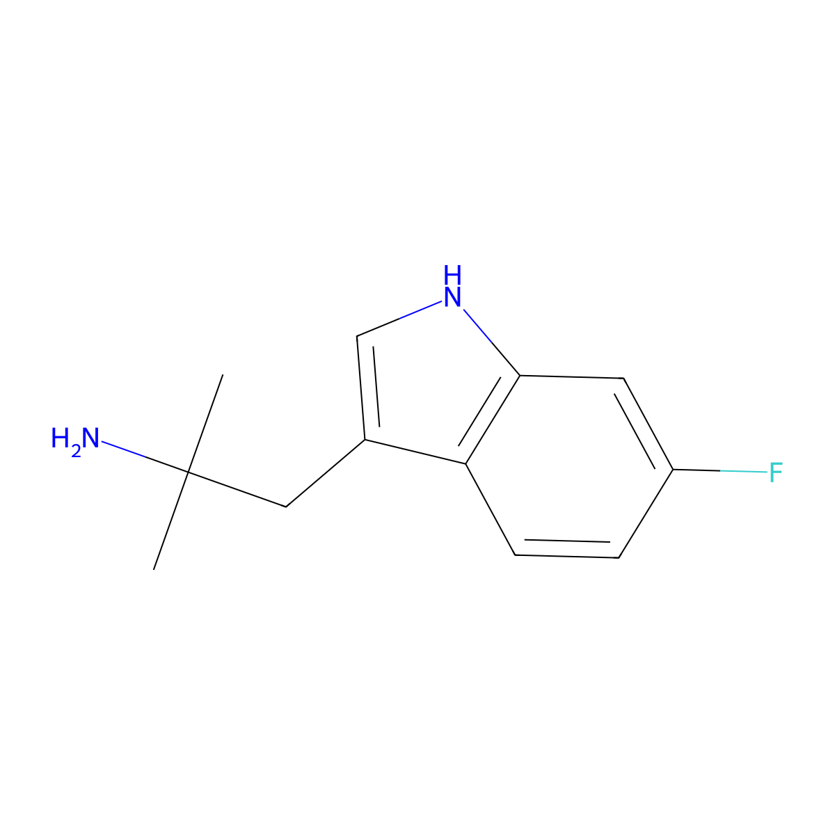 1-(6-fluoro-1H-indol-3-yl)-2-methylpropan-2-amine molecular structure, CAS 169505-89-9