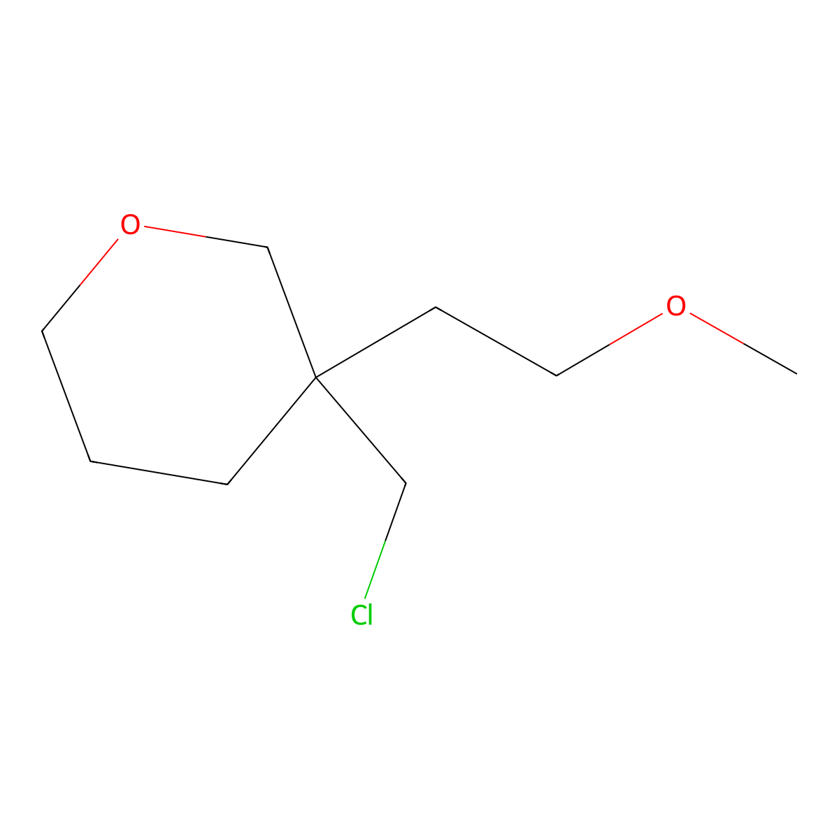 3-(Chloromethyl)-3-(2-methoxyethyl)oxane molecular structure, CAS 1695051-30-9