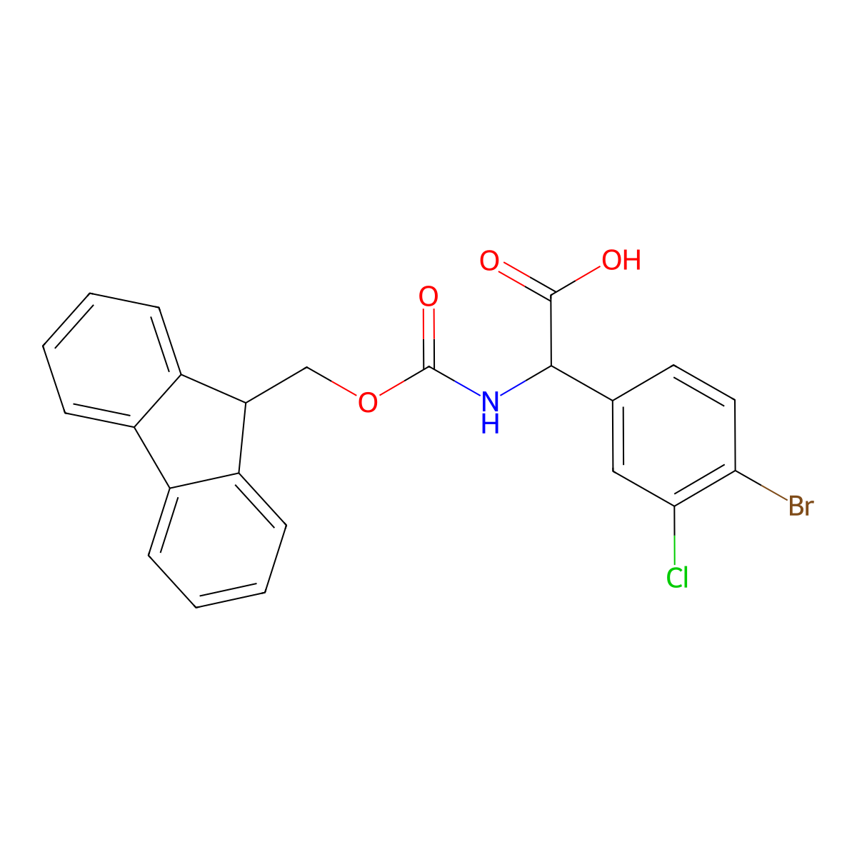 2-(4-bromo-3-chlorophenyl)-2-({[(9H-fluoren-9-yl)methoxy]carbonyl}amino)acetic acid molecular structure, CAS 1695060-28-6
