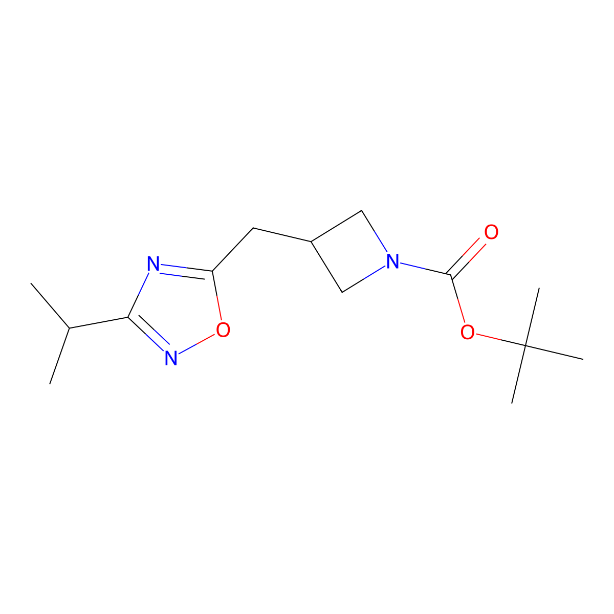 tert-Butyl 3-((3-isopropyl-1,2,4-oxadiazol-5-yl)methyl)azetidine-1-carboxylate molecular structure, CAS 1695064-18-6