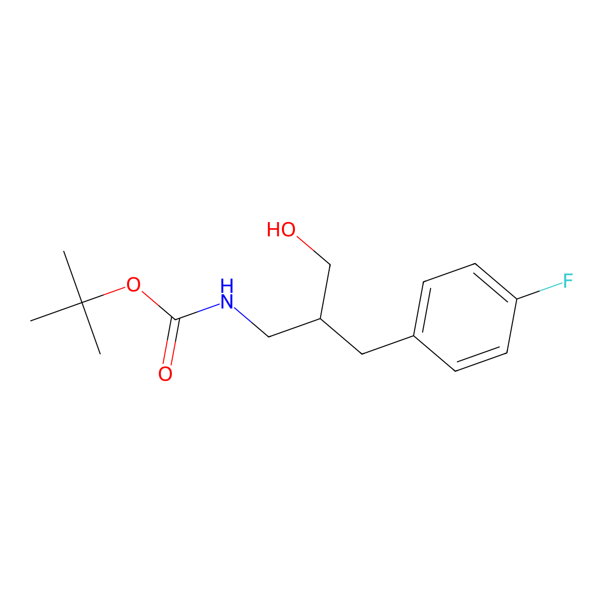 tert-butyl N-{2-[(4-fluorophenyl)methyl]-3-hydroxypropyl}carbamate molecular structure, CAS 1695078-07-9