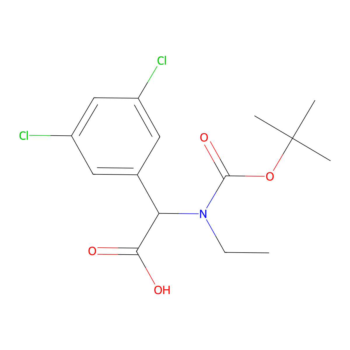 2-{[(Tert-butoxy)carbonyl](ethyl)amino}-2-(3,5-dichlorophenyl)acetic acid molecular structure, CAS 1695094-48-4