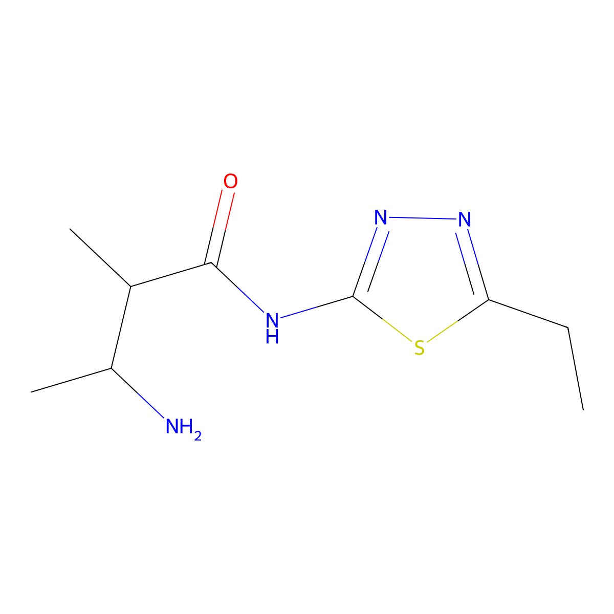 3-Amino-N-(5-ethyl-1,3,4-thiadiazol-2-yl)-2-methylbutanamide molecular structure, CAS 1695114-54-5