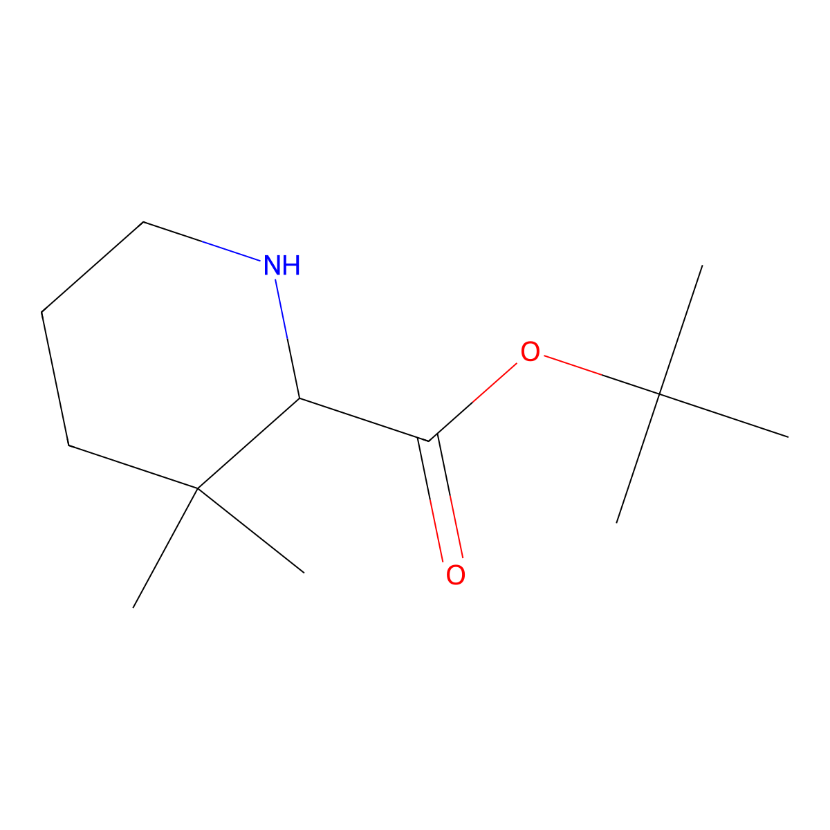 Tert-butyl 3,3-dimethylpiperidine-2-carboxylate molecular structure, CAS 1695124-32-3