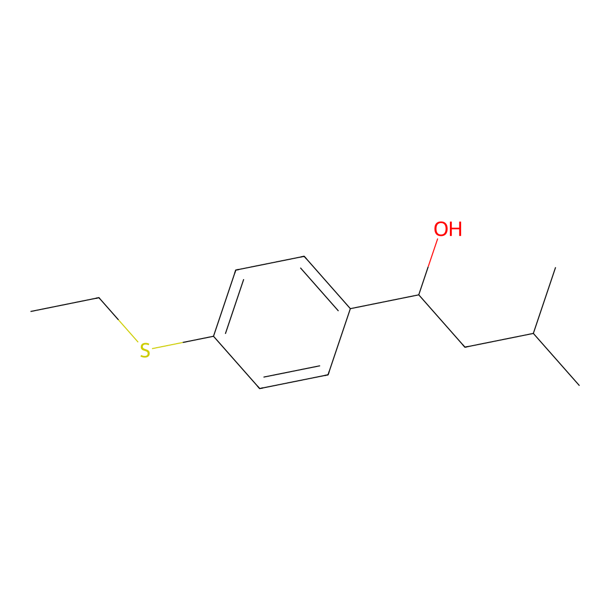 1-(4-(Ethylthio)phenyl)-3-methylbutan-1-ol molecular structure, CAS 1695127-95-7