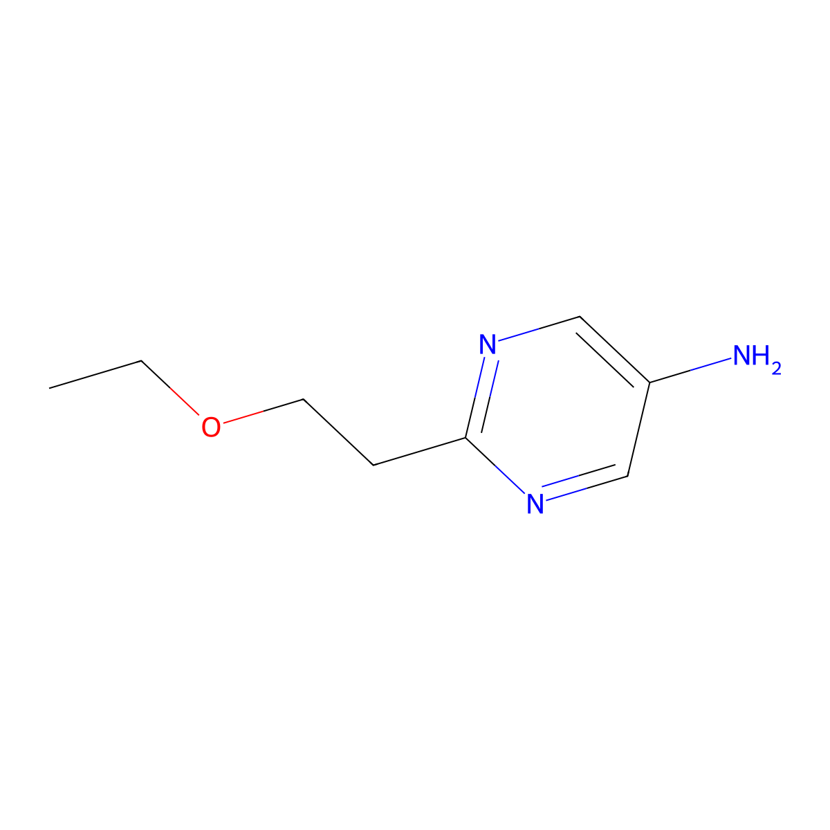 2-(2-Ethoxyethyl)pyrimidin-5-amine molecular structure, CAS 1695152-25-0