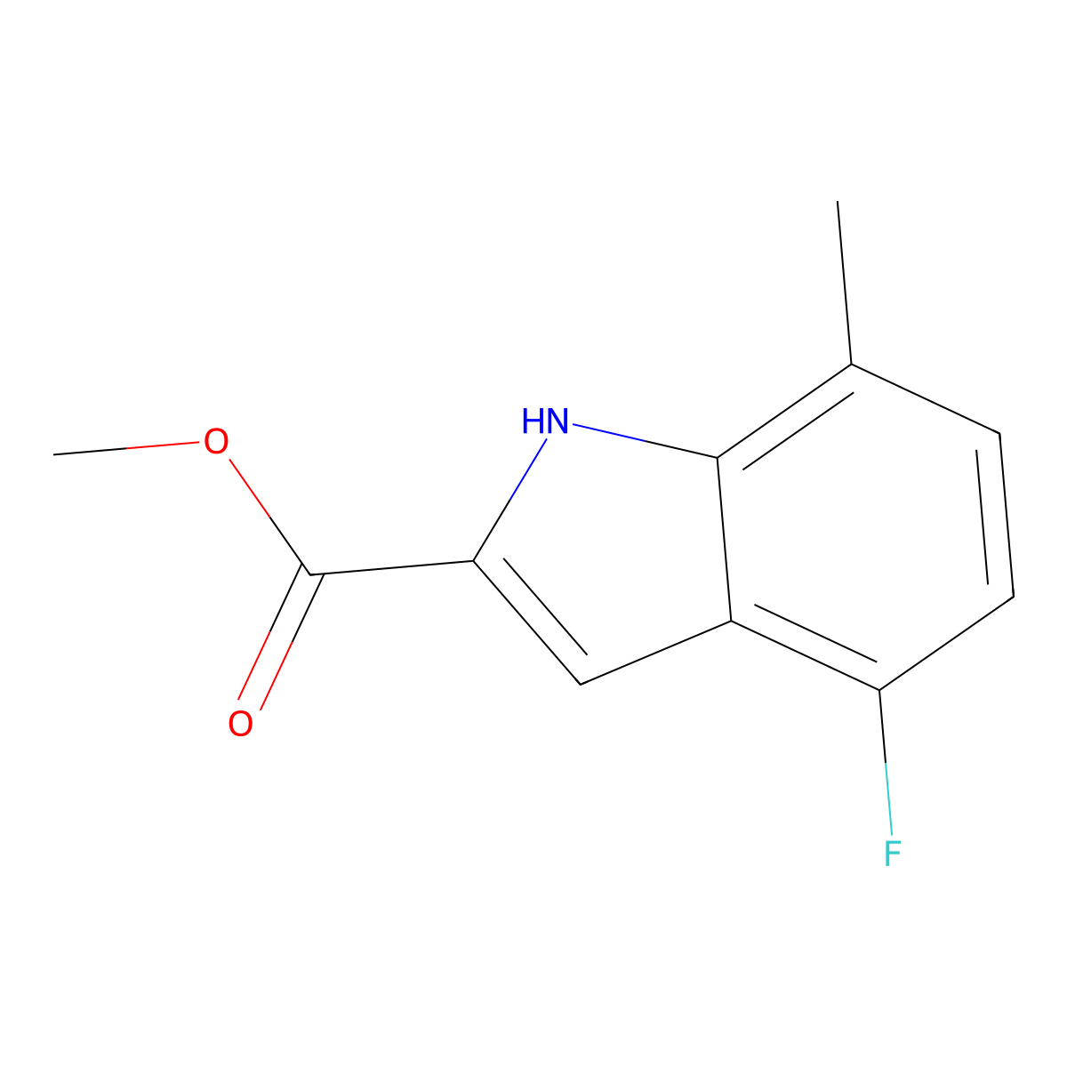Methyl 4-fluoro-7-methyl-1H-indole-2-carboxylate molecular structure, CAS 1695154-73-4