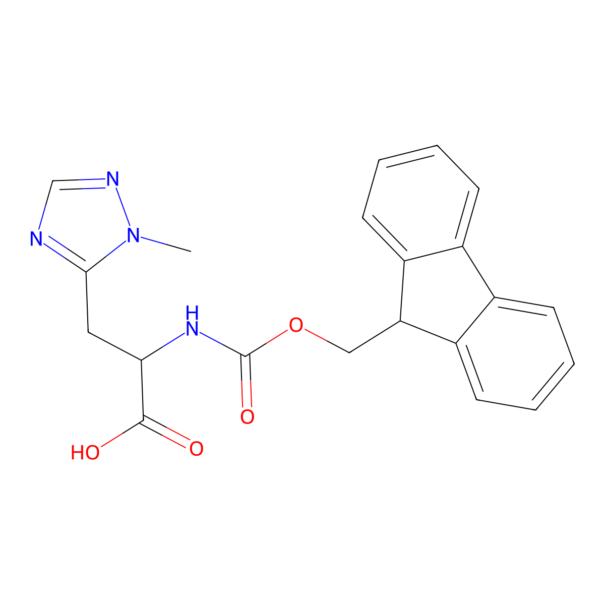 2-({[(9H-fluoren-9-yl)methoxy]carbonyl}amino)-3-(1-methyl-1H-1,2,4-triazol-5-yl)propanoic acid molecular structure, CAS 1695157-82-4