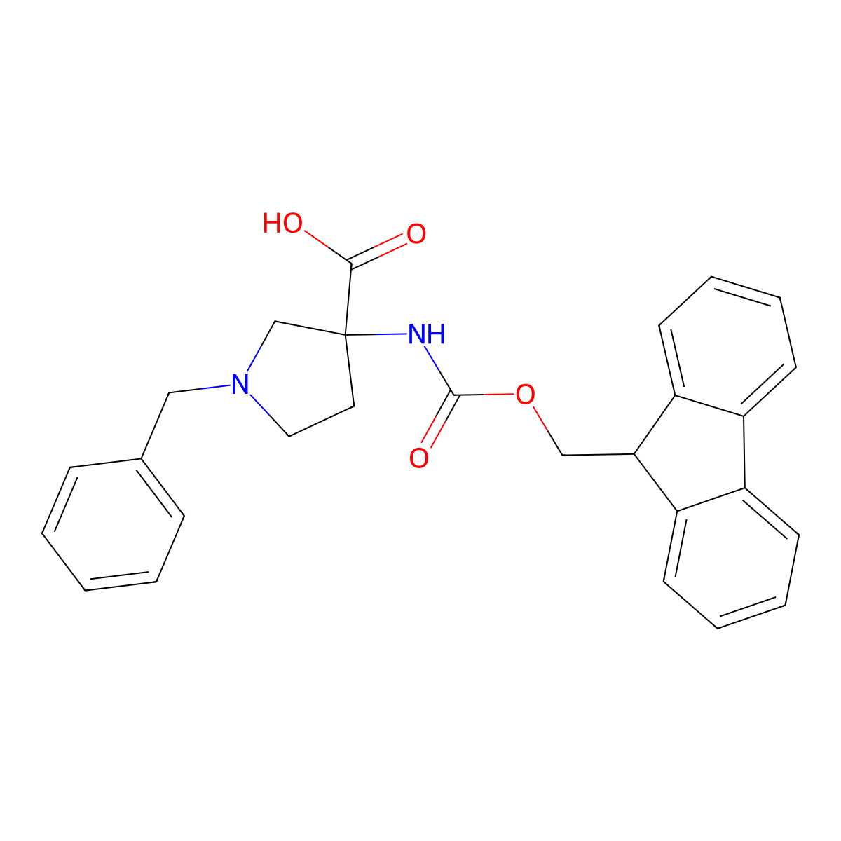 1-Benzyl-3-({[(9H-fluoren-9-yl)methoxy]carbonyl}amino)pyrrolidine-3-carboxylic acid molecular structure, CAS 1695189-92-4