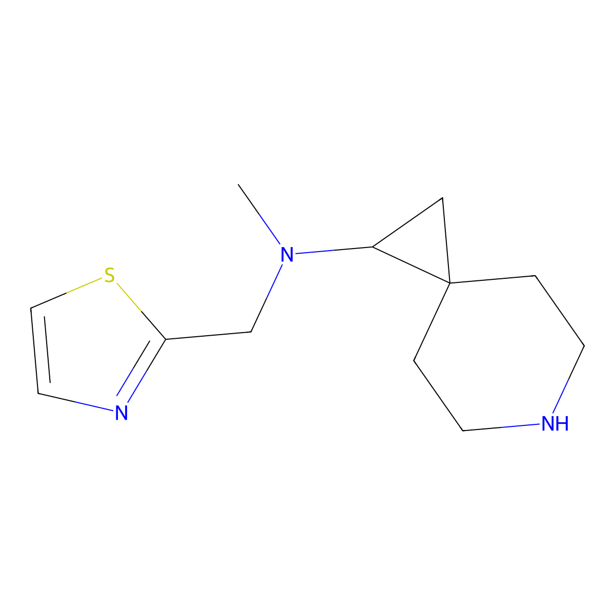N-methyl-N-(1,3-thiazol-2-ylmethyl)-6-azaspiro[2.5]octan-1-amine molecular structure, CAS 1695205-48-1