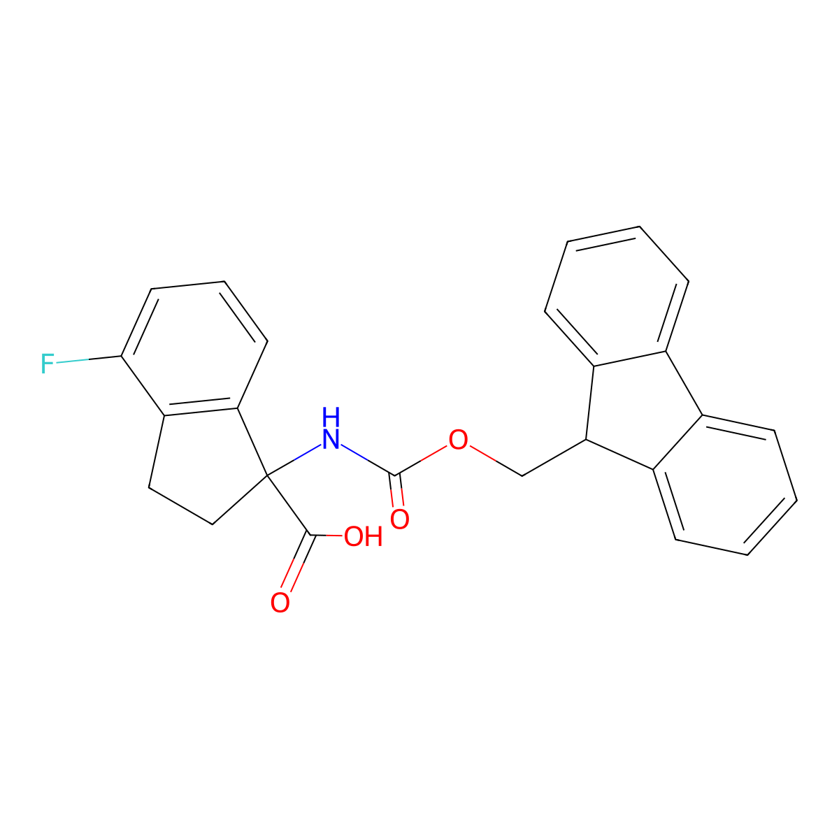 1-({[(9H-fluoren-9-yl)methoxy]carbonyl}amino)-4-fluoro-2,3-dihydro-1H-indene-1-carboxylic acid molecular structure, CAS 1695234-55-9
