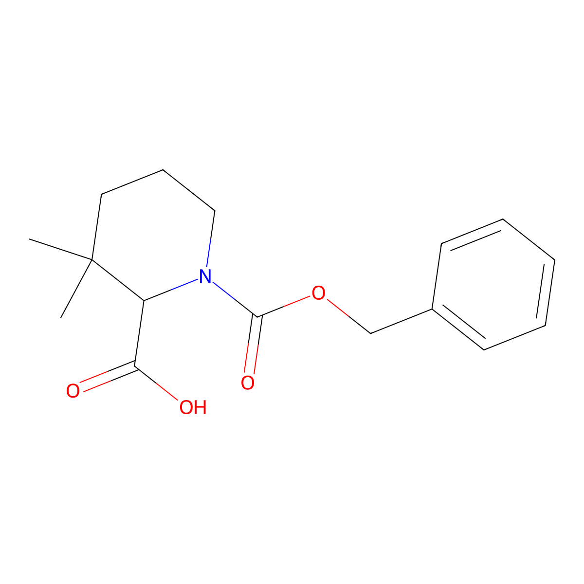 1-[(Benzyloxy)carbonyl]-3,3-dimethylpiperidine-2-carboxylic acid molecular structure, CAS 1695279-20-9