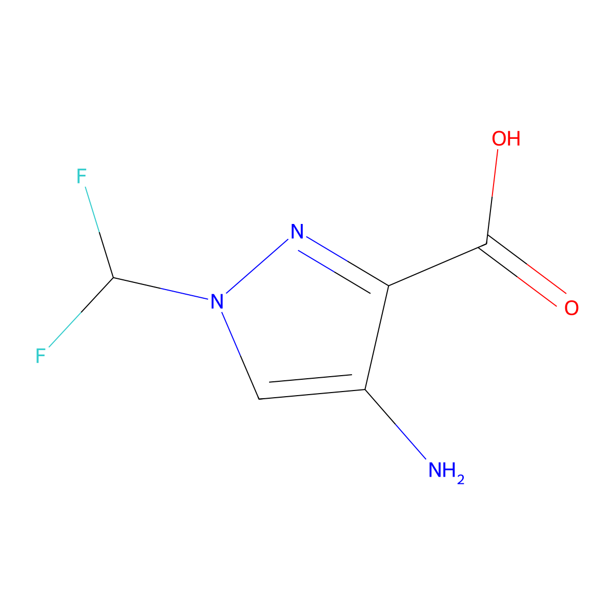 4-Amino-1-(difluoromethyl)-1H-pyrazole-3-carboxylic acid molecular structure, CAS 1695283-45-4