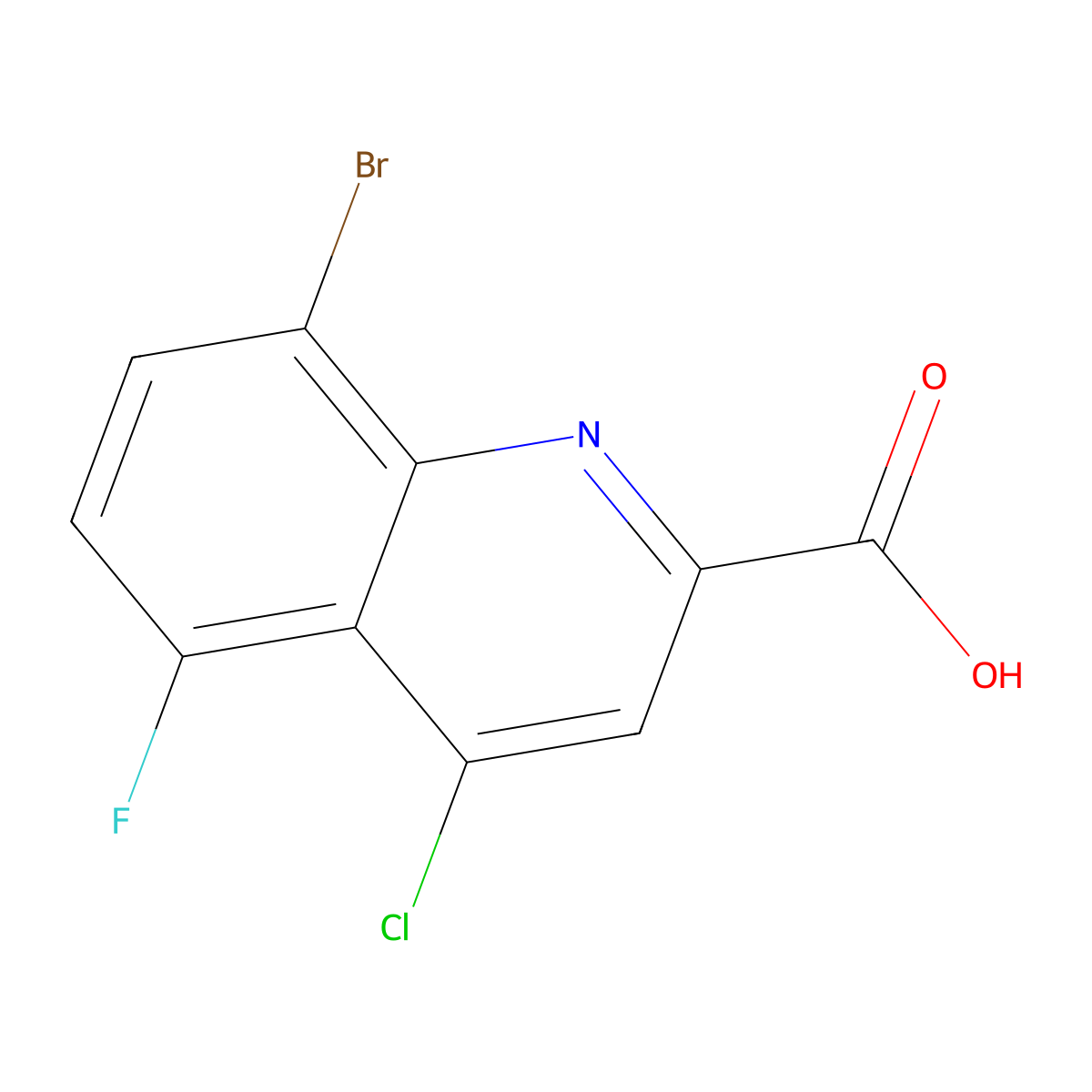 8-Bromo-4-chloro-5-fluoroquinoline-2-carboxylic acid molecular structure, CAS 1695285-00-7