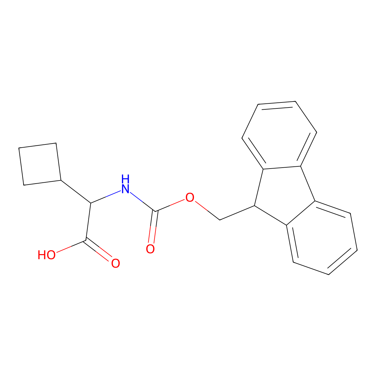 2-cyclobutyl-2-((((9H-fluoren-9-yl)methoxy)carbonyl)amino)acetic acid molecular structure, CAS 1695292-51-3