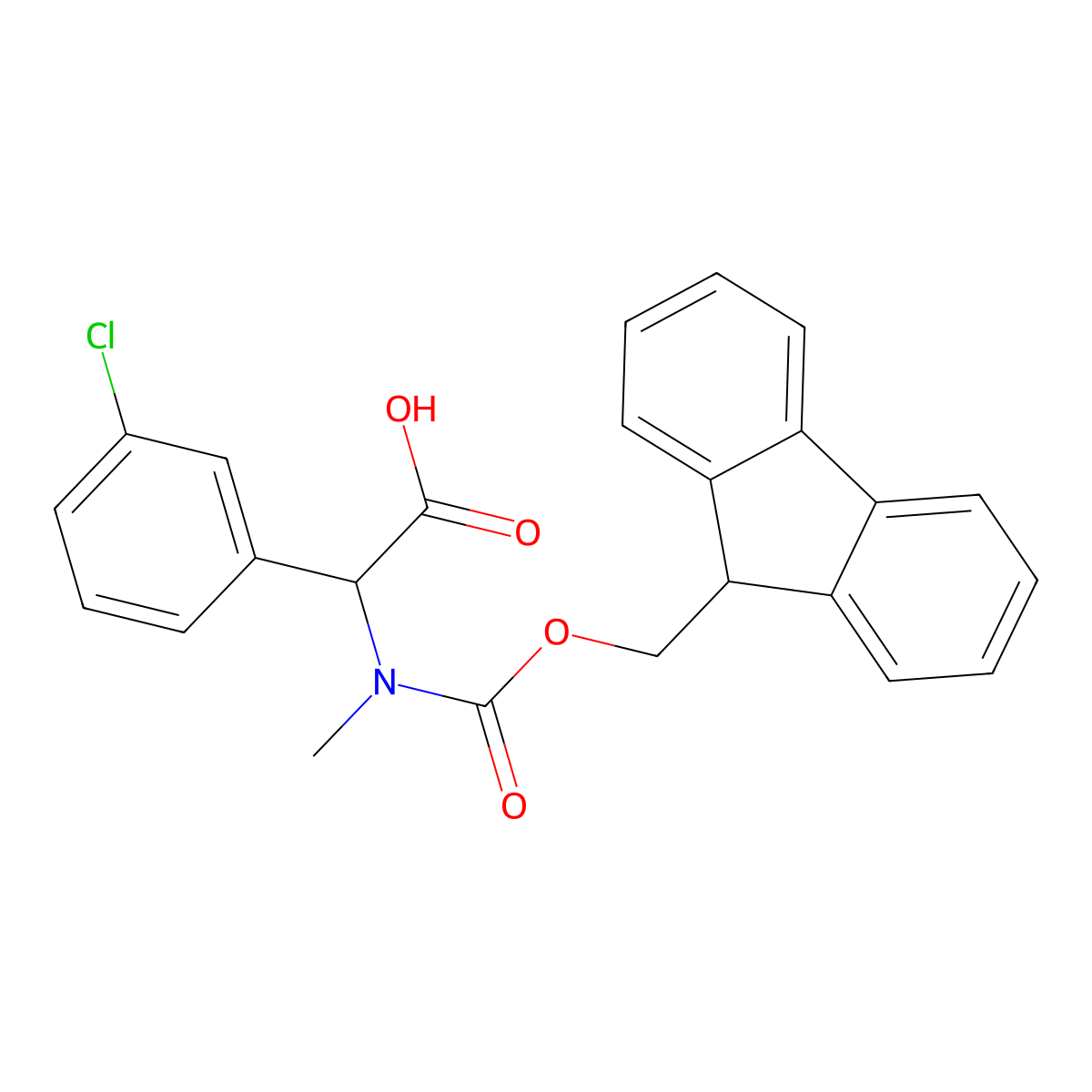 2-(3-chlorophenyl)-2-({[(9H-fluoren-9-yl)methoxy]carbonyl}(methyl)amino)acetic acid molecular structure, CAS 1695319-21-1