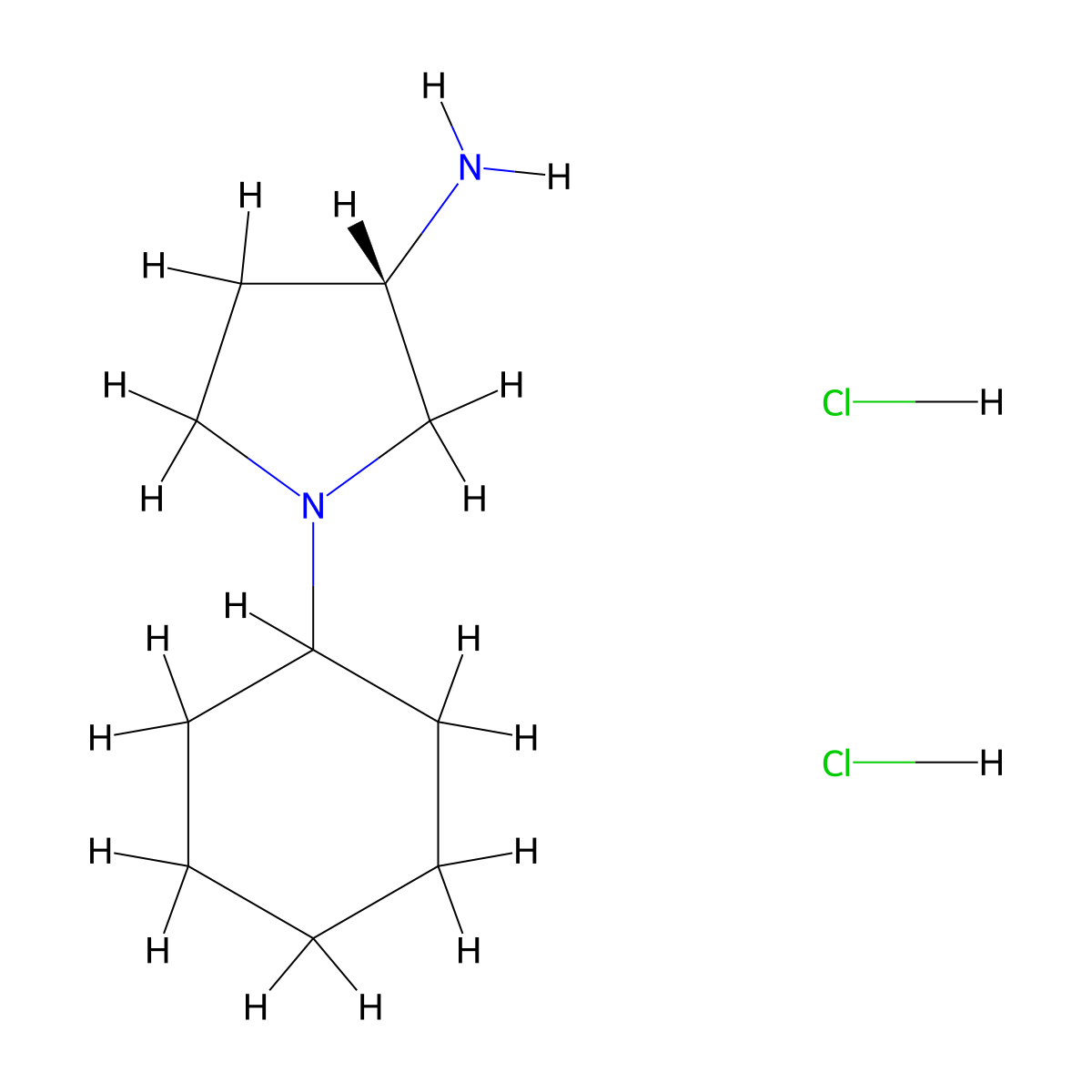 (S)-1-Cyclohexylpyrrolidin-3-amine dihydrochloride molecular structure, CAS 169532-93-8