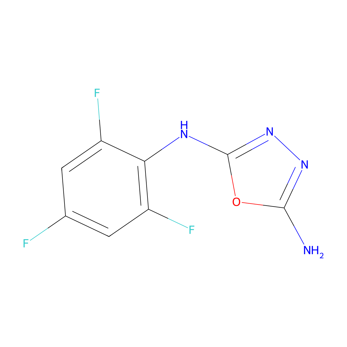 N2-(2,4,6-trifluorophenyl)-1,3,4-oxadiazole-2,5-diamine molecular structure, CAS 1695365-70-8