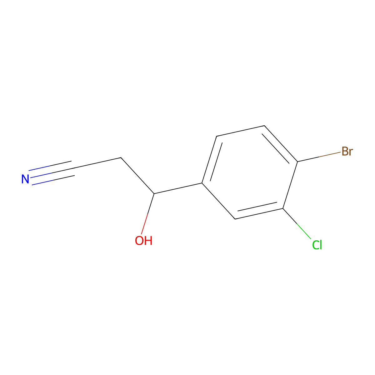 3-(4-Bromo-3-chlorophenyl)-3-hydroxypropanenitrile molecular structure, CAS 1695372-55-4