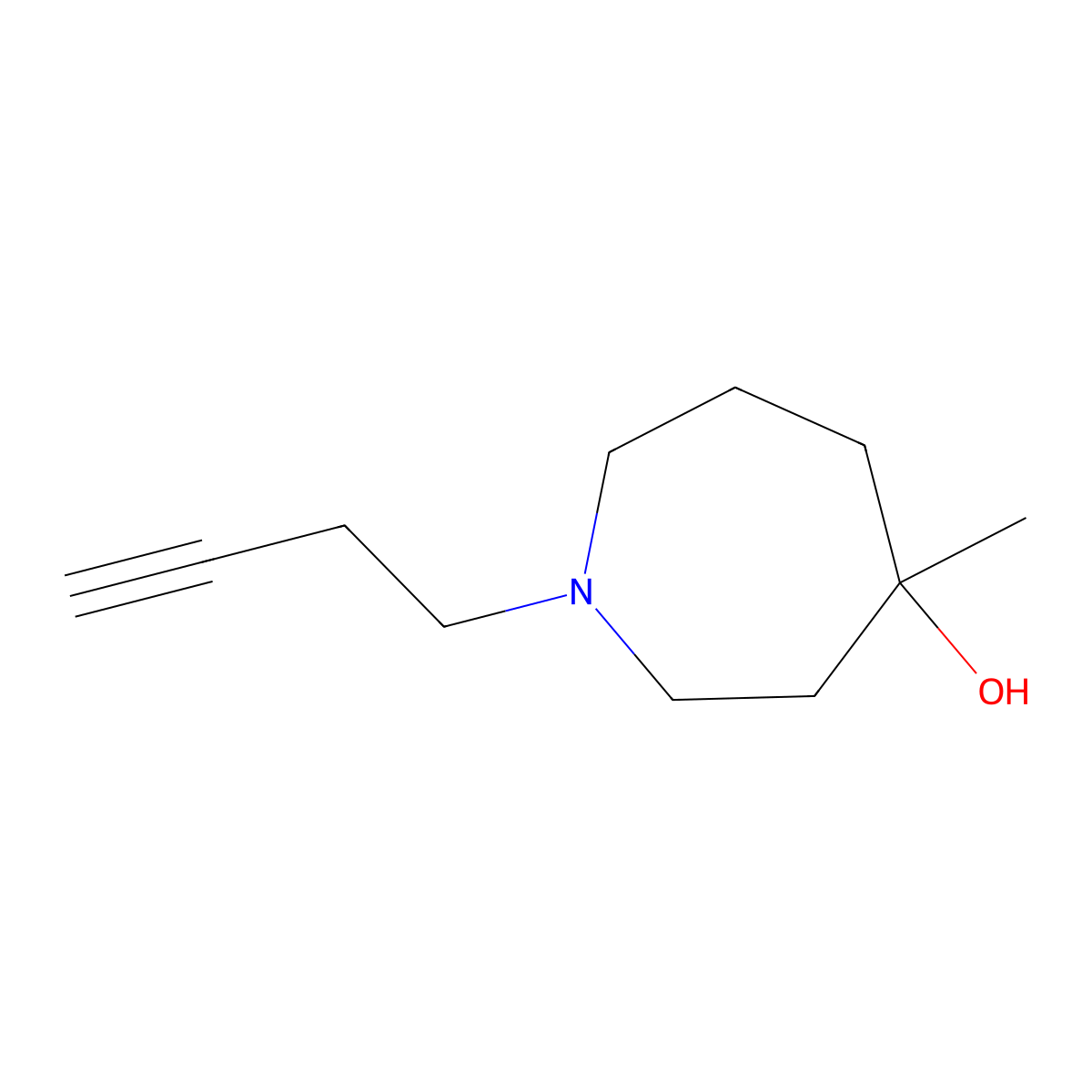1-(But-3-yn-1-yl)-4-methylazepan-4-ol molecular structure, CAS 1695399-14-4