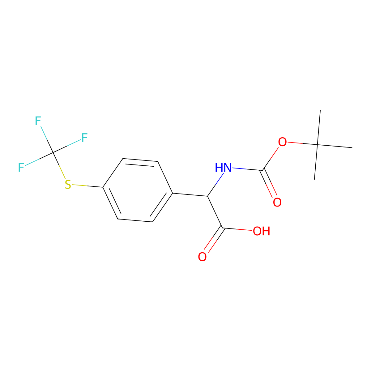 2-{[(Tert-butoxy)carbonyl]amino}-2-{4-[(trifluoromethyl)sulfanyl]phenyl}acetic acid molecular structure, CAS 1695401-96-7