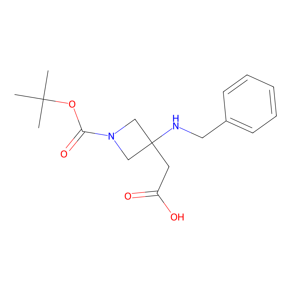 2-(3-(Benzylamino)-1-(tert-butoxycarbonyl)azetidin-3-yl)acetic acid molecular structure, CAS 1695403-11-2