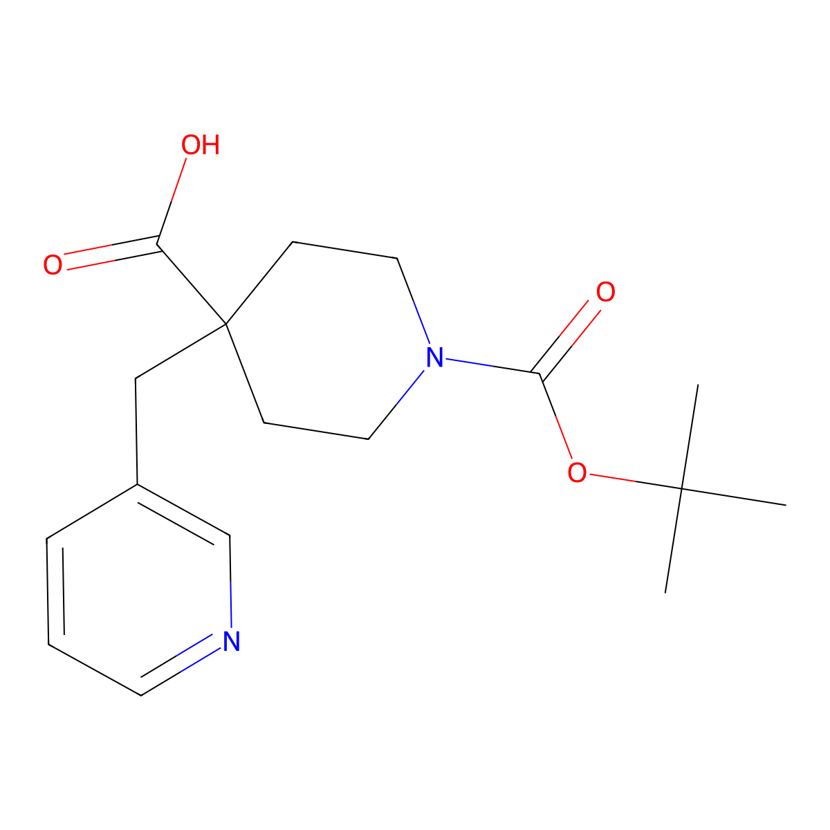 1-(tert-Butoxycarbonyl)-4-(pyridin-3-ylmethyl)piperidine-4-carboxylic acid molecular structure, CAS 1695428-18-2