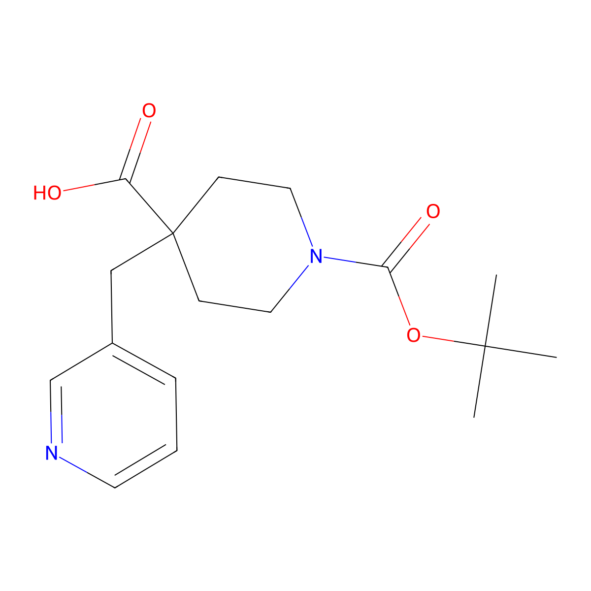 1-(tert-Butoxycarbonyl)-4-(pyridin-3-ylmethyl)piperidine-4-carboxylic acid molecular structure, CAS 1695428-18-2