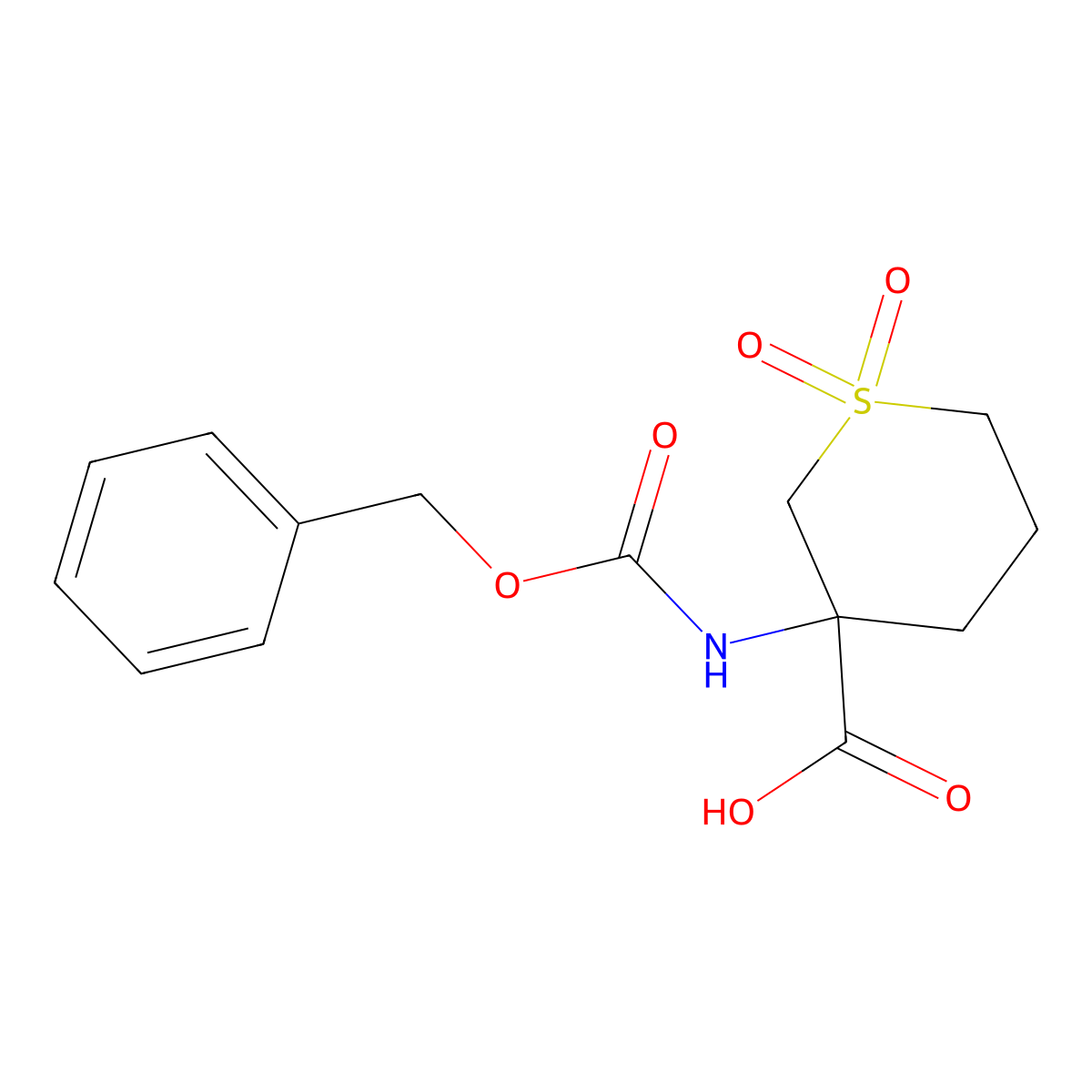 3-{[(Benzyloxy)carbonyl]amino}-1,1-dioxo-1lambda6-thiane-3-carboxylic acid molecular structure, CAS 1695428-62-6