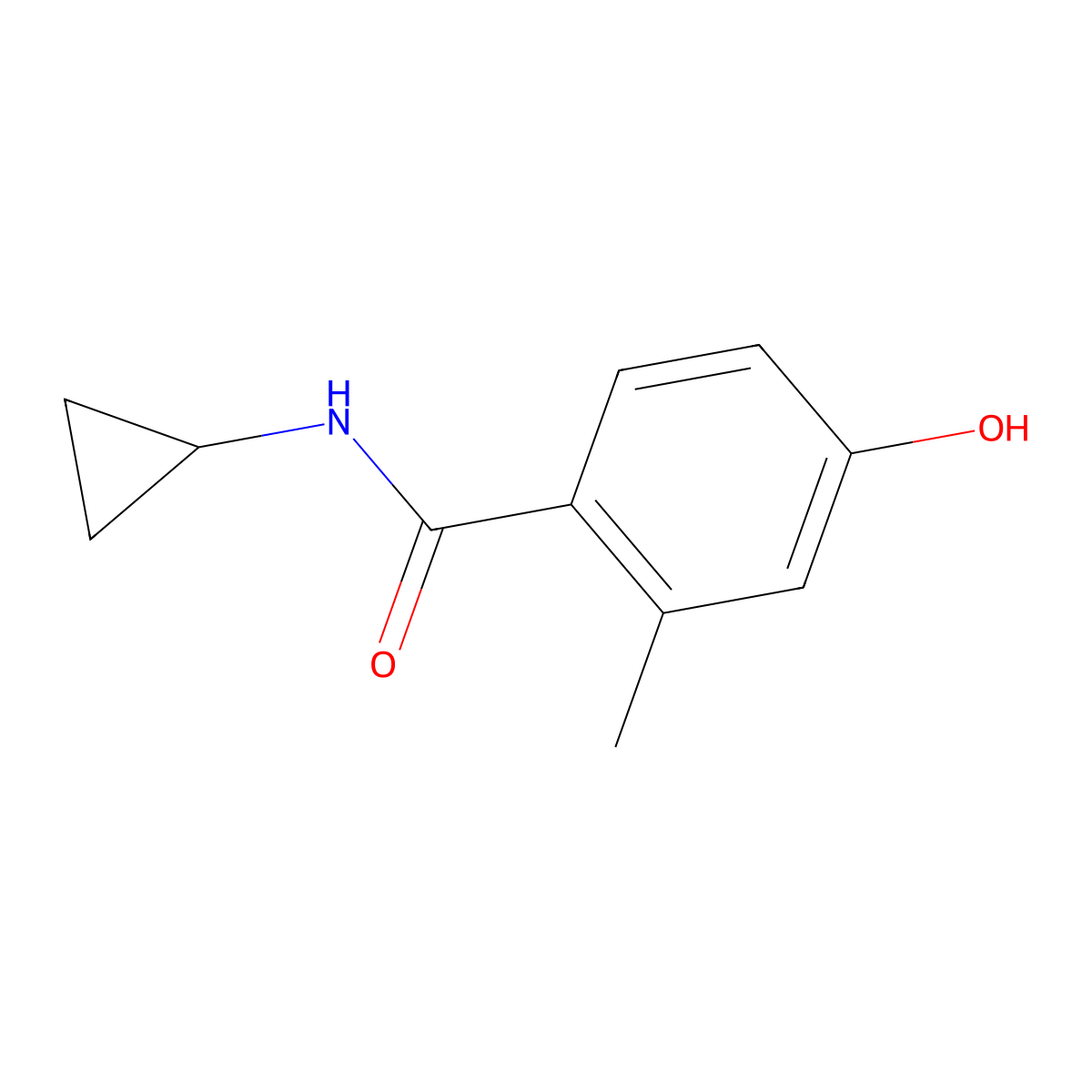 N-cyclopropyl-4-hydroxy-2-methylbenzamide molecular structure, CAS 1695438-98-2