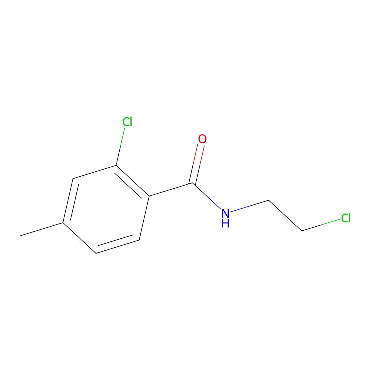 2-Chloro-N-(2-chloroethyl)-4-methylbenzamide molecular structure, CAS 1695446-79-7