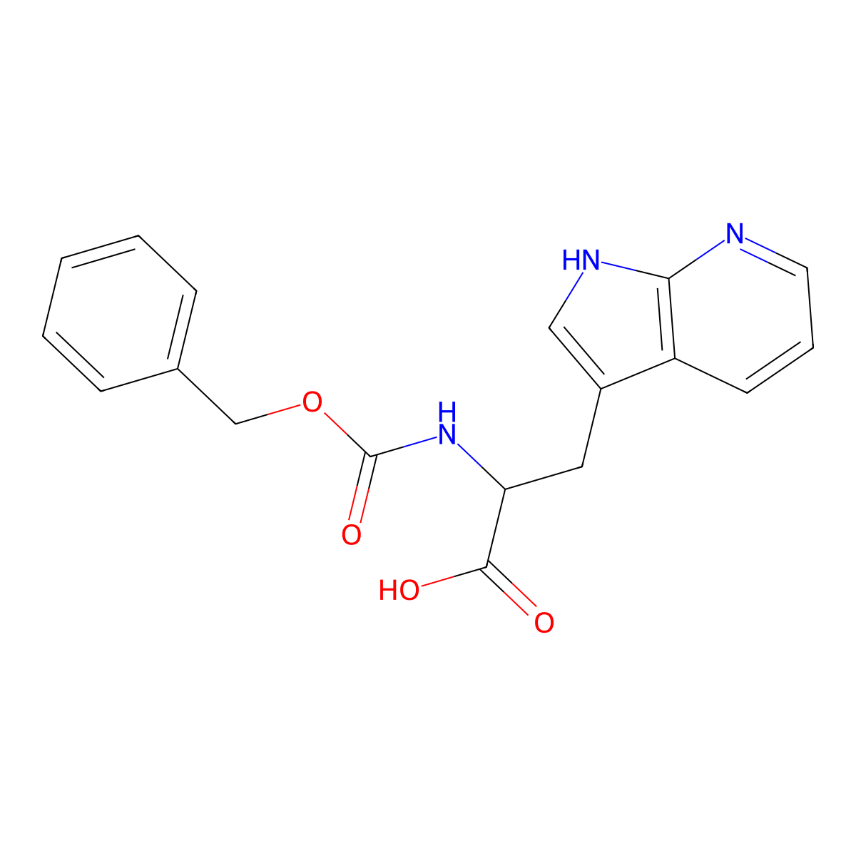 2-{[(benzyloxy)carbonyl]amino}-3-{1H-pyrrolo[2,3-b]pyridin-3-yl}propanoic acid molecular structure, CAS 1695450-36-2