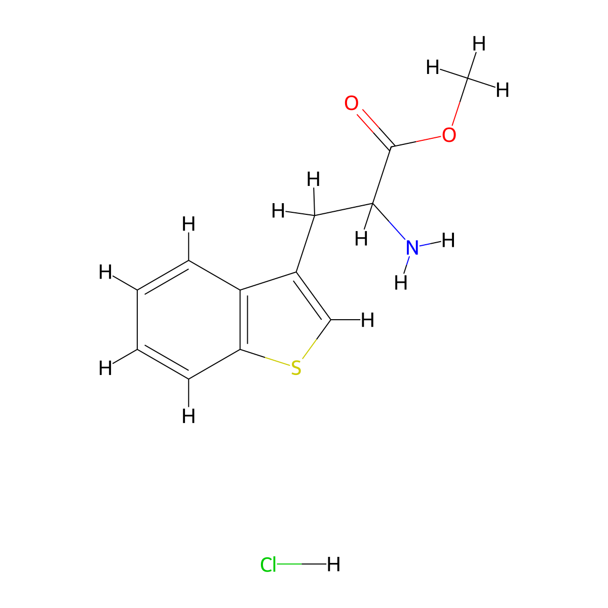 Methyl2-amino-3-(1-benzothiophen-3-yl)propanoatehydrochloride molecular structure, CAS 169547-57-3
